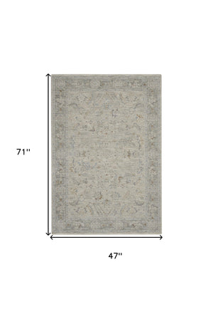 Homeroots 4' X 6' Gray And Dark Gray Floral Power Loom Area Rug  Polypropylene,Polyester 550482