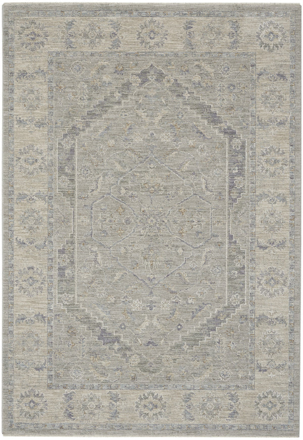Homeroots 4' X 6' Gray And Dark Gray Floral Medallion Power Loom Area Rug  Polypropylene,Polyester 550483