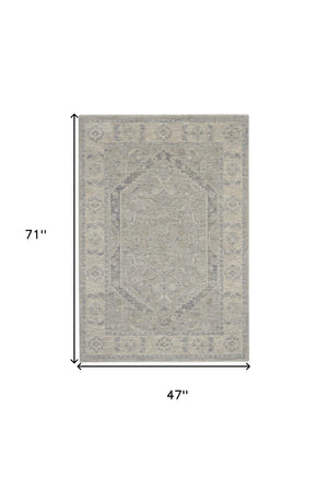 Homeroots 4' X 6' Gray And Dark Gray Floral Medallion Power Loom Area Rug  Polypropylene,Polyester 550483