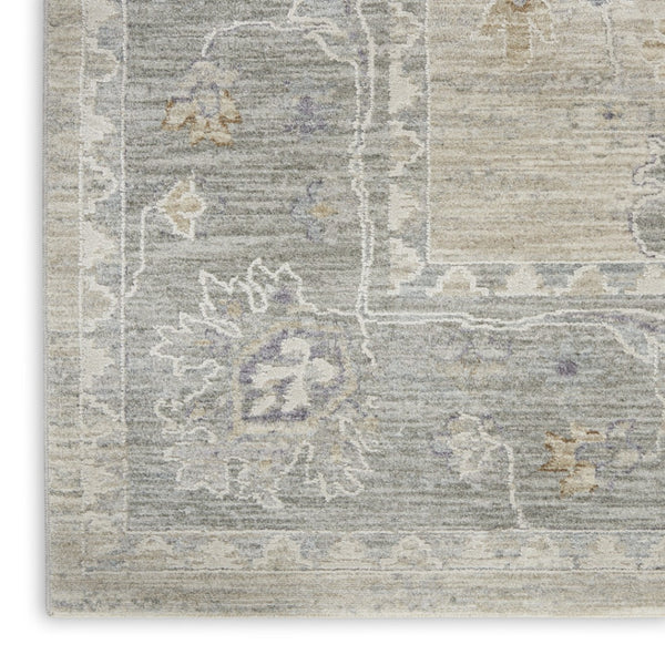 HomeRoots 4' Timeless Gray and Dark Gray Floral Power Loomed Area Rug for Elegant Home Décor and Comfort 4' X 6' 550484