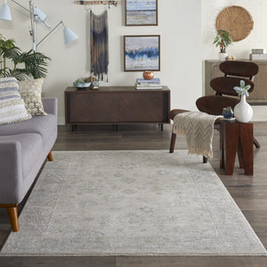 HomeRoots 4' Timeless Gray and Dark Gray Floral Power Loomed Area Rug for Elegant Home Décor and Comfort 4' X 6' 550484