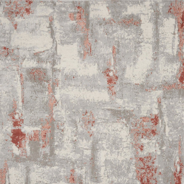 Homeroots 8' X 10' Gray And Red Abstract Non Skid Area Rug  Polypropylene,Polyester 550485