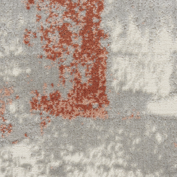 Homeroots 8' X 10' Gray And Red Abstract Non Skid Area Rug  Polypropylene,Polyester 550485