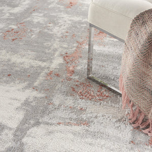 HomeRoots 8' Gray and Red Abstract Area Rug - Stylish Non-Skid Design for Living Rooms, Bedrooms, and Dens 8' X 10' 550485