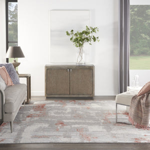 HomeRoots 8' Gray and Red Abstract Area Rug - Stylish Non-Skid Design for Living Rooms, Bedrooms, and Dens 8' X 10' 550485