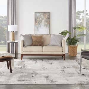 HomeRoots 8' Contemporary Abstract Ivory, Black, and Gray Non-Skid Area Rug for Stylish Home Decor Upgrade 8' X 10' 550486