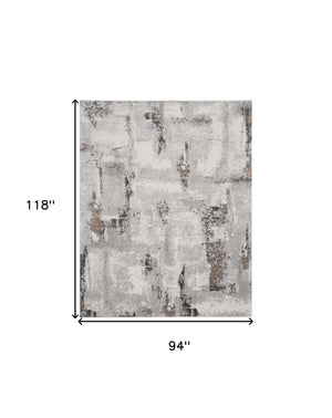 Homeroots 8' X 10' Ivory Black And Gray Abstract Non Skid Area Rug  Polypropylene,Polyester 550486