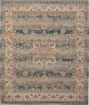 Homeroots 8' X 10' Ivory Brown & Gray Floral Distressed Non-skid Area Rug - Durable, Stain-resistant Comfort  Polypropylene 550487