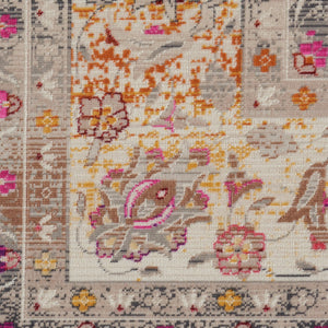 Homeroots 8' X 10' Ivory Brown & Gray Floral Distressed Non-skid Area Rug - Durable, Stain-resistant Comfort  Polypropylene 550487