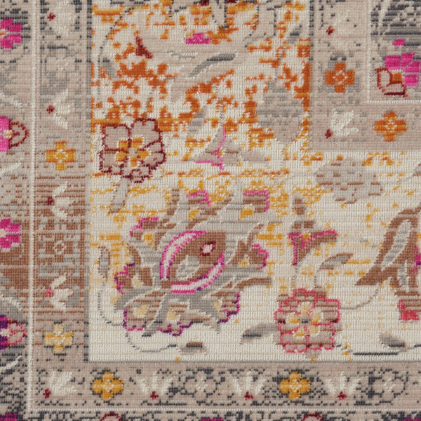 Homeroots 8' X 10' Ivory Brown & Gray Floral Distressed Non-skid Area Rug - Durable, Stain-resistant Comfort  Polypropylene 550487