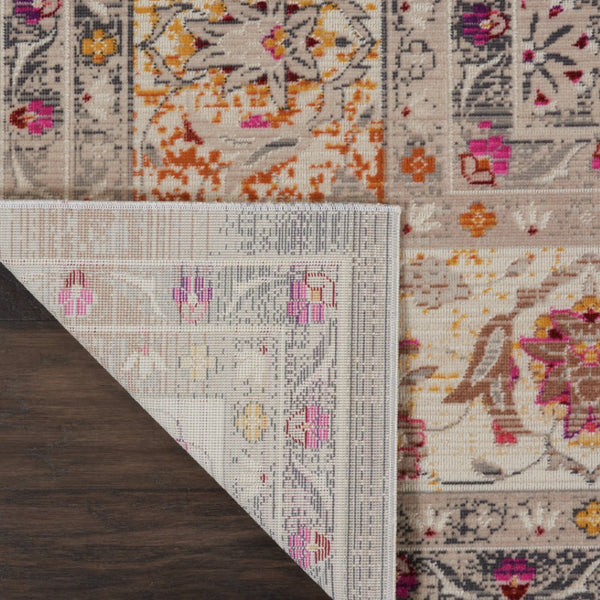 Homeroots 8' X 10' Ivory Brown & Gray Floral Distressed Non-skid Area Rug - Durable, Stain-resistant Comfort  Polypropylene 550487