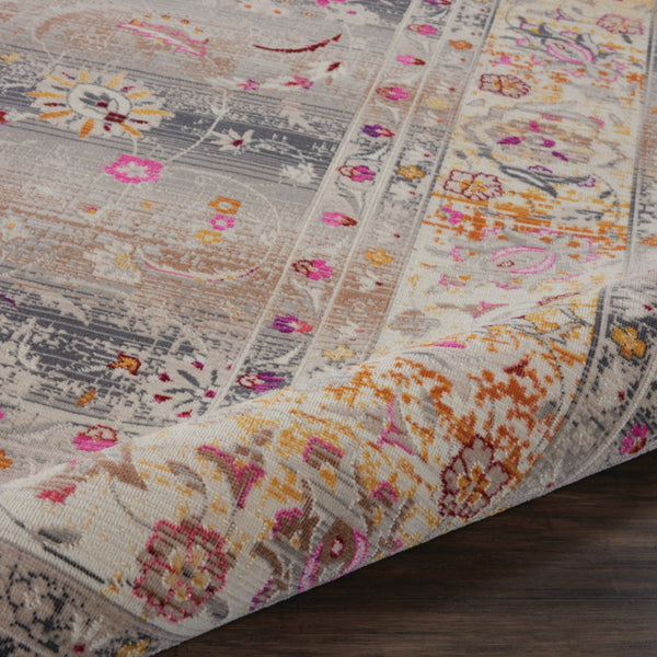 Homeroots 8' X 10' Ivory Brown & Gray Floral Distressed Non-skid Area Rug - Durable, Stain-resistant Comfort  Polypropylene 550487