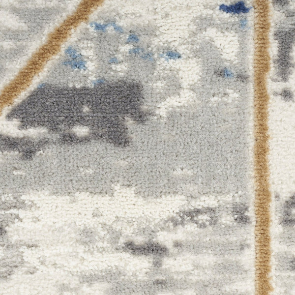 HomeRoots 8' Ivory Blue and Gray Abstract Non-Skid Area Rug for Modern Living Room and Bedroom Decor 8' X 10' 550492