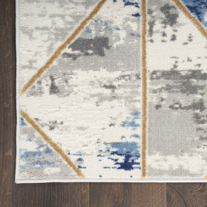 Homeroots 8' X 10' Ivory Blue And Gray Abstract Non Skid Area Rug  Polypropylene,Polyester 550492