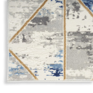 HomeRoots 8' Ivory Blue and Gray Abstract Non-Skid Area Rug for Modern Living Room and Bedroom Decor 8' X 10' 550492