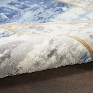 Homeroots 8' X 10' Ivory Blue And Gray Abstract Non Skid Area Rug  Polypropylene,Polyester 550492