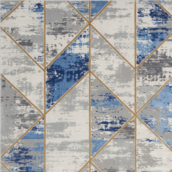 Homeroots 8' X 10' Ivory Blue And Gray Abstract Non Skid Area Rug  Polypropylene,Polyester 550492