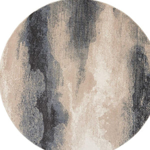 HomeRoots 5' Abstract Gray, Black & Beige Non-Skid Rug – Durable, Stain-Resistant Design for Modern Interiors 5' Round 550496