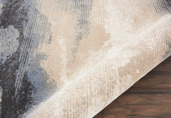 HomeRoots 5' Abstract Gray, Black & Beige Non-Skid Rug – Durable, Stain-Resistant Design for Modern Interiors 5' Round 550496