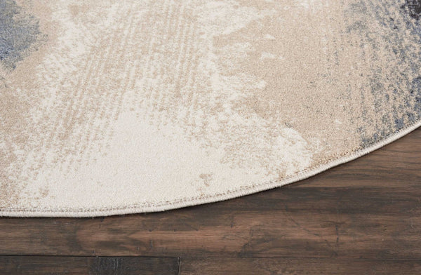 HomeRoots 5' Abstract Gray, Black & Beige Non-Skid Rug – Durable, Stain-Resistant Design for Modern Interiors 5' Round 550496