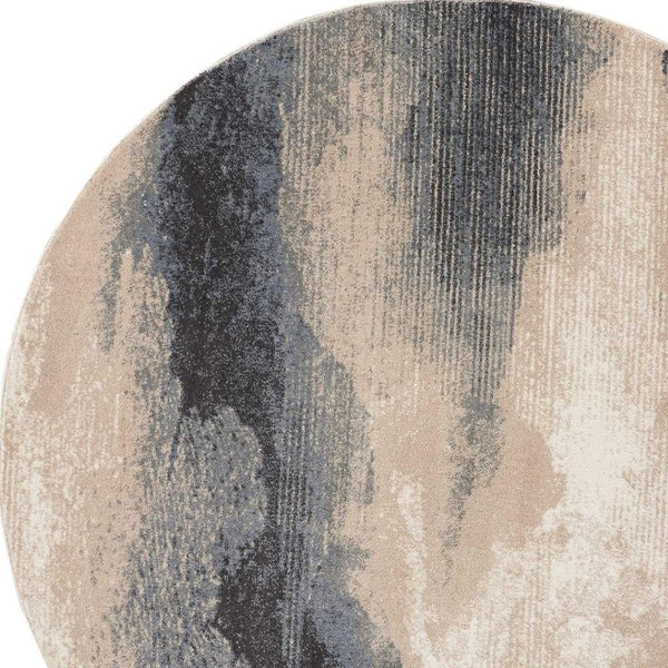 HomeRoots 5' Abstract Gray, Black & Beige Non-Skid Rug – Durable, Stain-Resistant Design for Modern Interiors 5' Round 550496