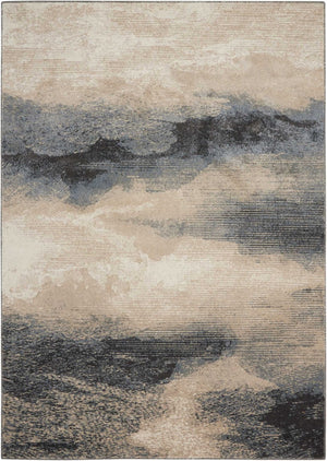 HomeRoots 5' Contemporary Gray, Black & Beige Non-Skid Area Rug – Durable, Stylish, & Easy to Clean for Homes 5' X 7' 550497