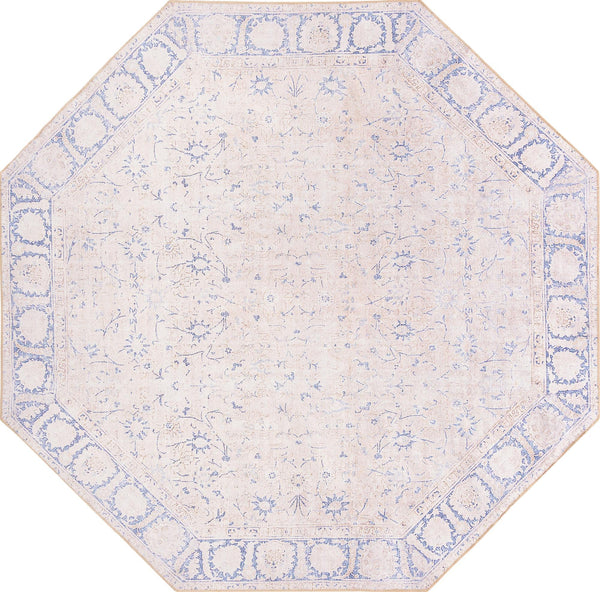 Unique Loom Timeless Bartholomew Machine Made Overdyed Rug Beige, Violet/Red 7' 7" x 7' 7"