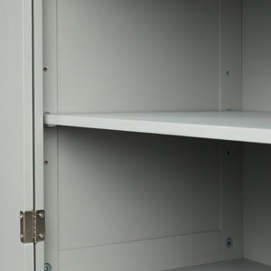 English Elm Tall Freestanding Bathroom Cabinet Two Drawers Adjustable Shelves Matte Mdf Storage Grey N725P407739E