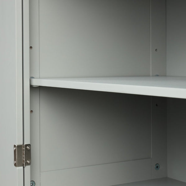 English Elm Tall Freestanding Bathroom Cabinet Two Drawers Adjustable Shelves Matte Mdf Storage Grey N725P407739E