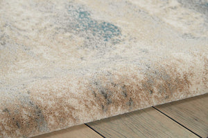 Homeroots 5' X 7' Teal And Ivory Abstract Non Skid Area Rug  Polyester 550500