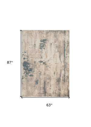 Homeroots 5' X 7' Teal And Ivory Abstract Non Skid Area Rug  Polyester 550500