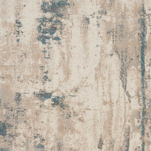 Homeroots 5' X 7' Teal And Ivory Abstract Non Skid Area Rug  Polyester 550500