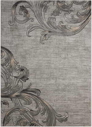 Homeroots 5' X 7' Graphite And Black Floral Vines Non Skid Area Rug  Polyester 550503