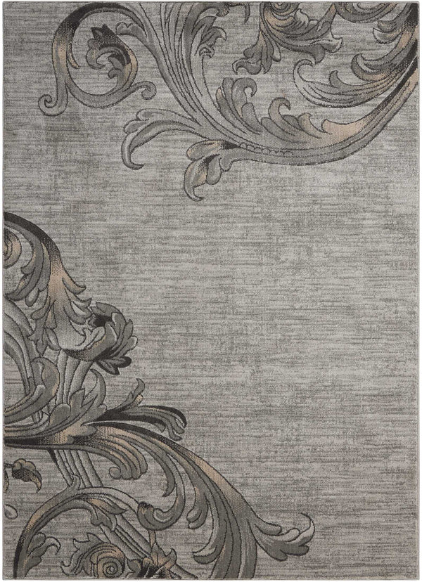 Homeroots 5' X 7' Graphite And Black Floral Vines Non Skid Area Rug  Polyester 550503