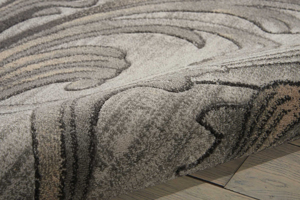 Homeroots 5' X 7' Graphite And Black Floral Vines Non Skid Area Rug  Polyester 550503