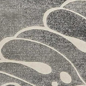 HomeRoots 5' Elegant Ivory and Gray Botanical Leaves Area Rug – Durable, Non-Skid, Stain-Resistant Design 5' X 7' 550504