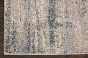 Homeroots 8' Teal And Ivory Abstract Non Skid Runner Rug  Polyester 550508