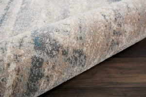 Homeroots 8' Teal And Ivory Abstract Non Skid Runner Rug  Polyester 550508