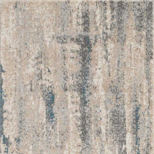 Homeroots 8' Teal And Ivory Abstract Non Skid Runner Rug  Polyester 550508