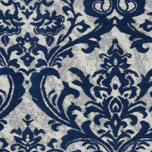 Homeroots 5' X 7' Navy Blue And Ivory Damask Distressed Area Rug  Cotton,Polyester 550526