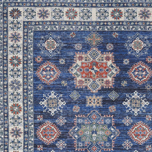 Homeroots 8' X 10' Ivory And Blue Floral Medallion Distressed Non Skid Area Rug  Polyester 550531