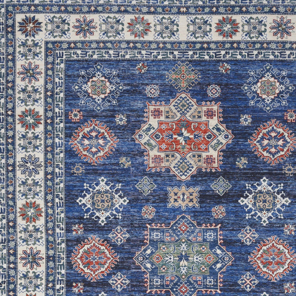 Homeroots 8' X 10' Ivory And Blue Floral Medallion Distressed Non Skid Area Rug  Polyester 550531