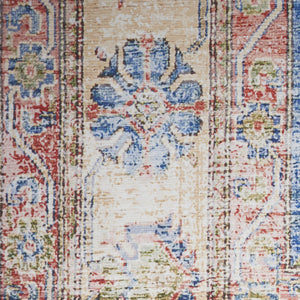 Homeroots 8' X 10' Ivory Red And Blue Medallion Distressed Non Skid Area Rug  Polyester 550532