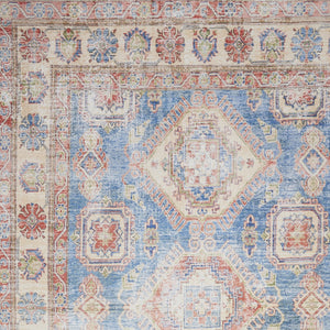 Homeroots 8' X 10' Ivory Red And Blue Medallion Distressed Non Skid Area Rug  Polyester 550532