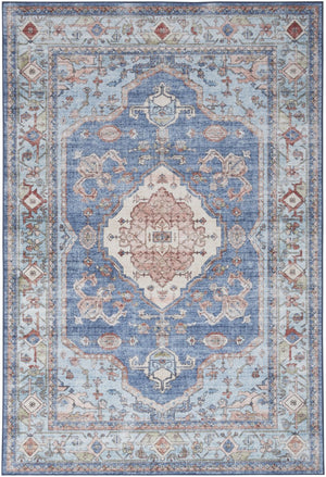 HomeRoots 8' Elegant Ivory Floral Area Rug with Red and Blue Motifs - Non-Skid, Stain-Resistant Comfort 8' X 10' 550533