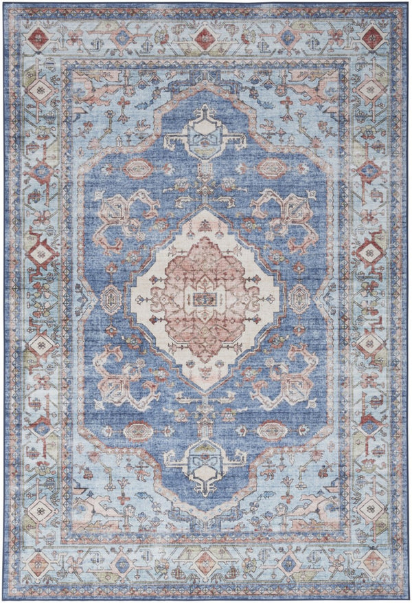HomeRoots 8' Elegant Ivory Floral Area Rug with Red and Blue Motifs - Non-Skid, Stain-Resistant Comfort 8' X 10' 550533