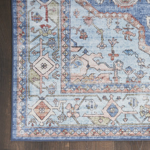 HomeRoots 8' Elegant Ivory Floral Area Rug with Red and Blue Motifs - Non-Skid, Stain-Resistant Comfort 8' X 10' 550533