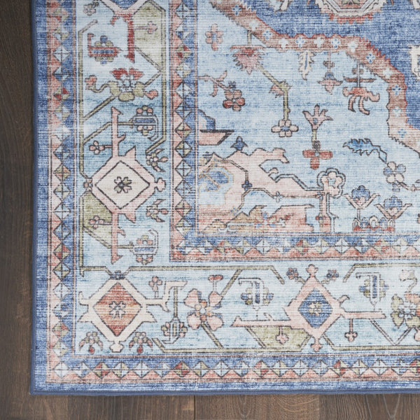 HomeRoots 8' Elegant Ivory Floral Area Rug with Red and Blue Motifs - Non-Skid, Stain-Resistant Comfort 8' X 10' 550533