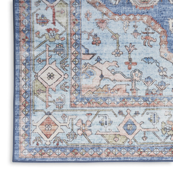 HomeRoots 8' Elegant Ivory Floral Area Rug with Red and Blue Motifs - Non-Skid, Stain-Resistant Comfort 8' X 10' 550533