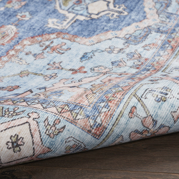 Homeroots 8' X 10' Ivory Red And Blue Floral Distressed Non Skid Area Rug  Polyester 550533